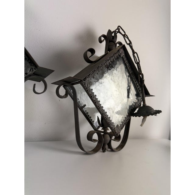1960s Vintage Wrought Iron Pendant Lights, 1960s, Set of 2 For Sale - Image 5 of 10