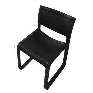 Mid-Century Modern Tito Agnoli Black Leather Sistena Dining Chair for Matteo Grassi For Sale