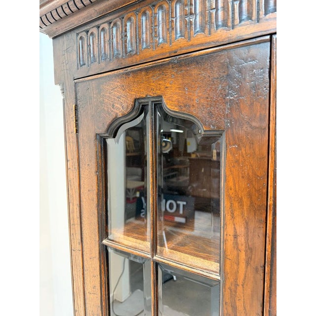 New England Oak Housekeepers Cabinet For Sale - Image 5 of 9