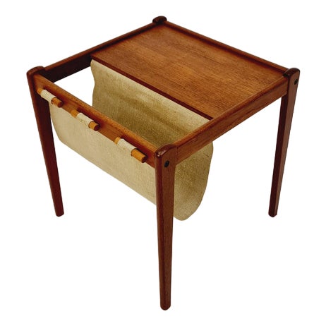 Mid-Century Danish Teak Side Table with Magazine Rack, 1960s For Sale