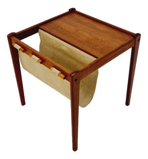 Mid-Century Danish Teak Side Table with Magazine Rack, 1960s