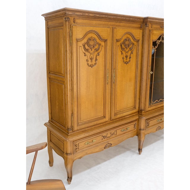 Wood Carved Oak Oversize 5 Doors Long Credenza Cabinet Sideboard w/ Shelves Drawer For Sale - Image 7 of 17