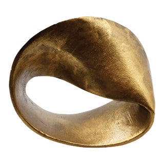 Matthew Izzo Home Ruben Small Textured Brass Metal Abstract Sculpture For Sale