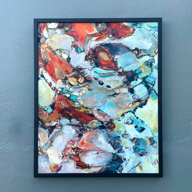 Vintage Boho Original Abstract Oil on Board For Sale - Image 4 of 9