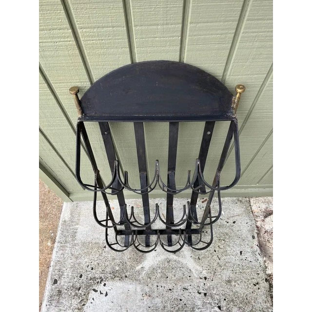 Wrought Iron Wall Mount Wine Bottle Holder For Sale In New York - Image 6 of 13