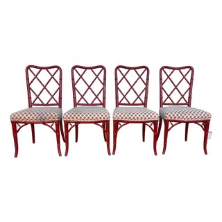Faux-Bamboo Dining Chairs Set of 4 For Sale