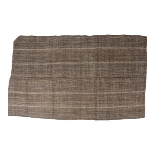 Brown & Tan Striped Wool Rug For Sale