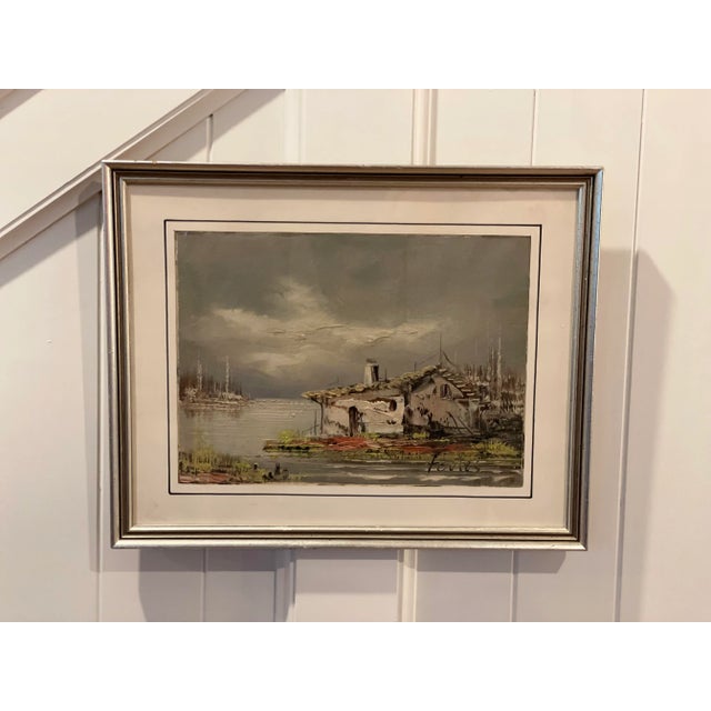 Gorgeous Pair of Signed South American Oil Paintings of Houses /Architecture with Silver Frames and Hand-Lined Mat. Signed...