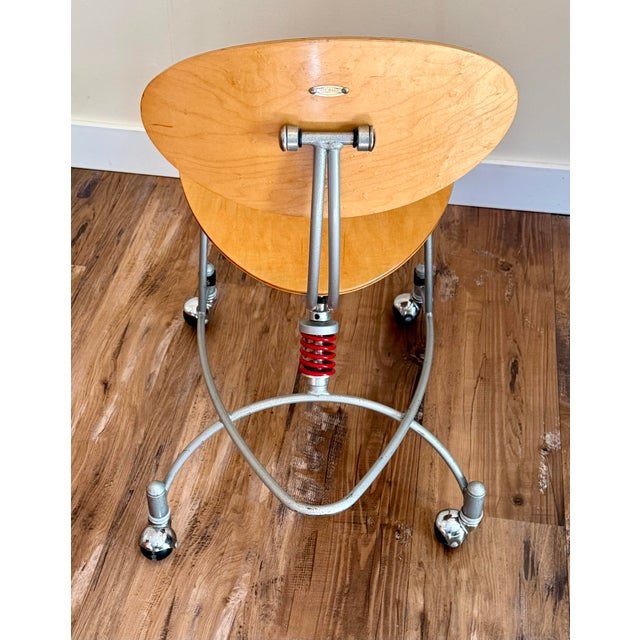 Wood VNT 90’s Space Age Signed Joey Manic Postmodern Industrial Sculptural Rolling Chair For Sale - Image 7 of 12