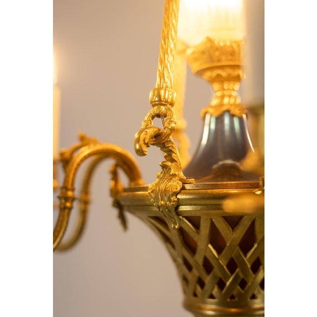 Metal Louis XVI Style Chandelier in Gilded Bronze, 1900s For Sale - Image 7 of 17