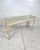 Vintage faux bamboo console table. Faux bamboo legs with Chinese chippendale fretwork top. Fretwork on corners with inset...