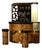 Italian Burl Wood Cocktail Bar with Illuminated Back and Stools, 1970s, Set of 3 For Sale