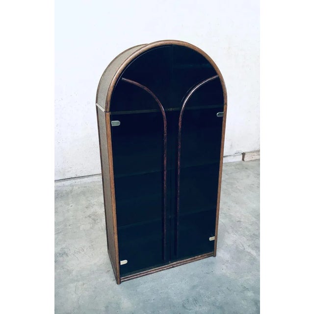 Brown Rattan Bamboo High Board Display Chest, 1970s For Sale - Image 8 of 11