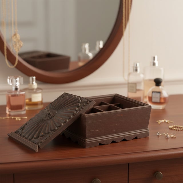 Indian Vintage Rustic Carved Compartment Box For Sale - Image 3 of 3