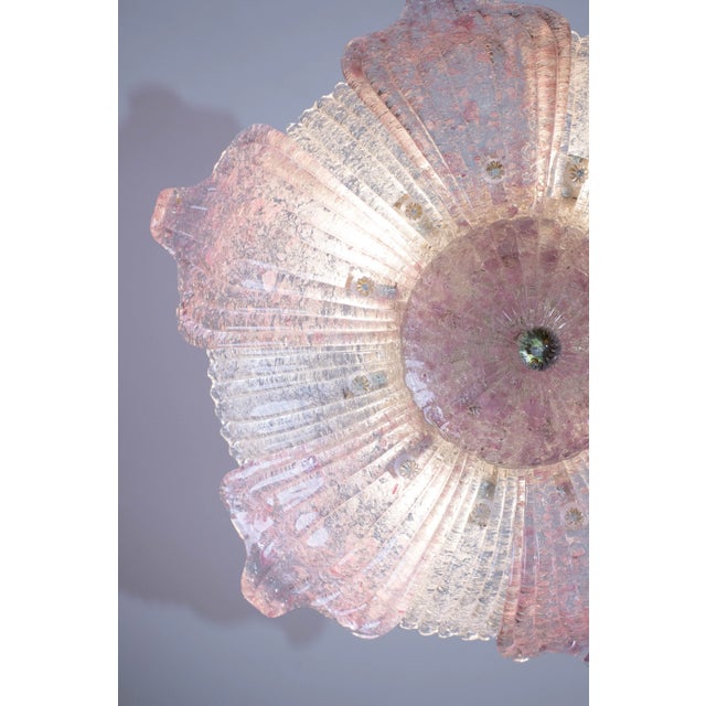 Metal Vintage 1970s Murano Glass Ceiling Lamp Pink For Sale - Image 7 of 12