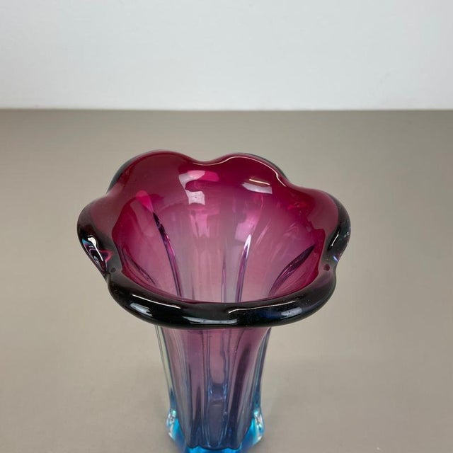 Large Sculptural Pink and Blue Murano Glass Vase, Italy, 1970s For Sale - Image 10 of 18