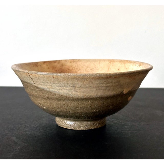 16th Century Korean Buncheong Ceramic Tea Bowl with White Slip Glaze Joseon Dynasty For Sale - Image 5 of 12