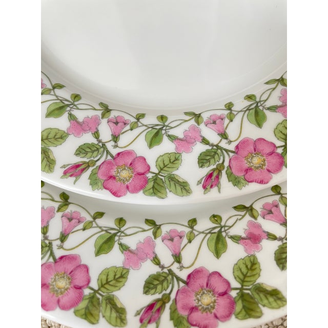 The 10 Gustavsberg Törnrosa dinner plates by Margareta Henn feature a beautiful floral Sleeping Beauty pattern in pink and...