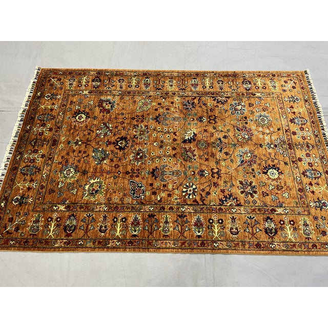 Rust Sultani Chobi Natural Dye Wool Rug - 4'2" X 6'2" For Sale - Image 6 of 12