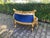 1980s French Louis XVI Blue Gold Beech Velvet Settee For Sale - Image 11 of 14