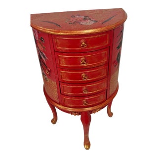 Artist Painted Stunning Jewelry Organizer Stand Armoire For Sale