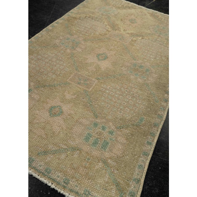 Textile Turkish Mini Rug Oriental Hand Knotted Vintage Rug 1'9" x 2'11" #21018 For Sale - Image 7 of 8