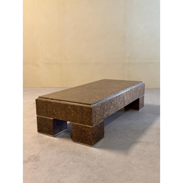 Mid-Century Italian Brass and Veneer Coffee Table, 1970s For Sale - Image 11 of 14