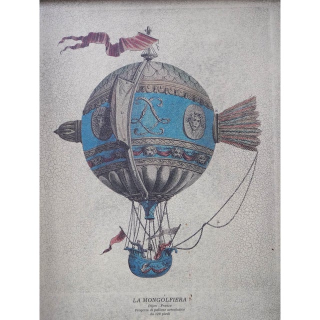 Age: Approx. 30 Years Old Details: La Mongolfiera by Charles Dupont Crackle Paint Design Quality Decorator Prints High...