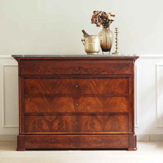 Louis-Philippe Secretaire in Mahogany with Marble Top For Sale - Image 4 of 18