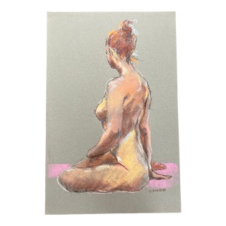Contemporary Original Female Nude Pastel Life Study Drawing For Sale