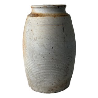 Rustic Handcrafted Stoneware Vase / Large Primitive Ceramic Vessel For Sale