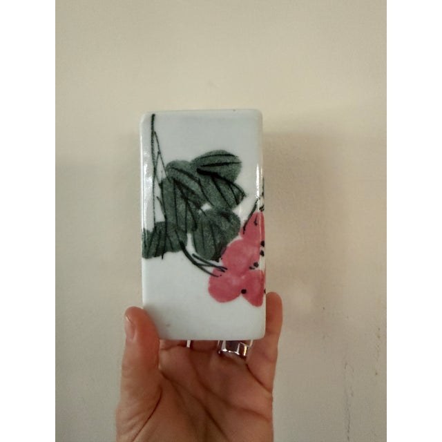 Ceramic Signed Japanese Studio Porcelain Bud Vase Hand Painted Ikebana Style For Sale - Image 7 of 8