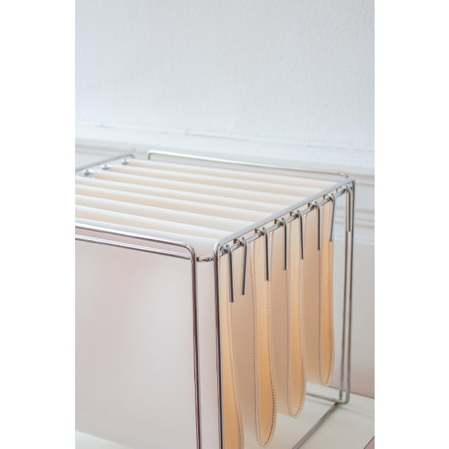 Vintage Isocèle Magazine Rack in Chromed Steel and Beige Imitation Leather by Max Sauze for Arrow, France, 1970s For Sale - Image 14 of 18