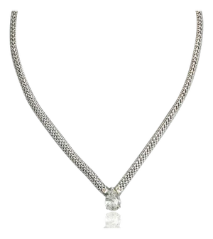 5.62 Carat Pear Diamond Solitaire Drop Pendant Necklace 18k White Gold