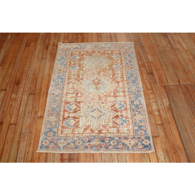 Textile 1920s Worn Heriz Rug For Sale - Image 7 of 18