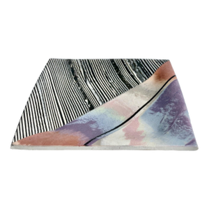 1980's Kamrass / Kiok Pink, Mauve & Black Square Pottery Plate