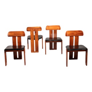 Sapporo Dining Chairs in Walnut by Mario Marenco for Mobilgirgi, 1970s, Set of 4 For Sale