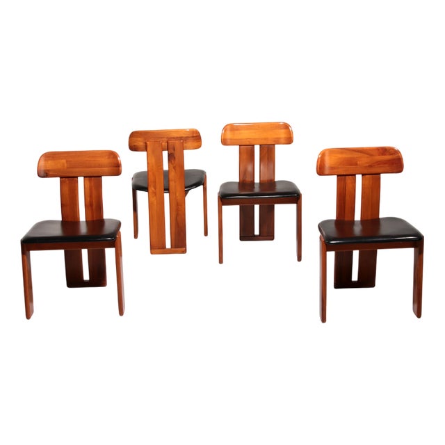 Sapporo Dining Chairs in Walnut by Mario Marenco for Mobilgirgi, 1970s, Set of 4 For Sale