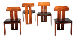 Sapporo Dining Chairs in Walnut by Mario Marenco for Mobilgirgi, 1970s, Set of 4