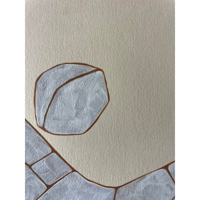 Original minimalist abstract painting on French hand crafted cotton paper. Framed in a solid wood locally crafted frame....