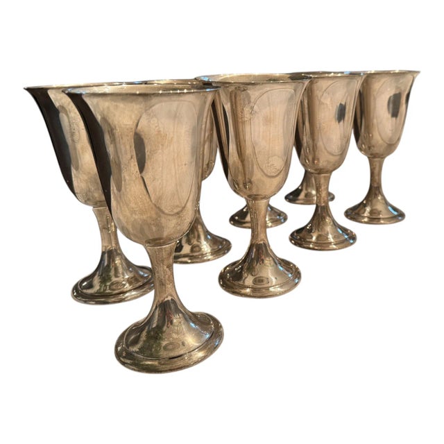 Mid 20th Century Sterling Silver Goblets by Alvin, Set of 8, Mid-Century American For Sale - Image 5 of 10