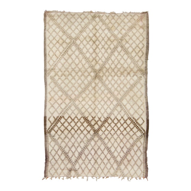 Vintage Moroccan Berber Rug With Cream Diamond Lattice by Rug & Kilim, 1950-1959 For Sale