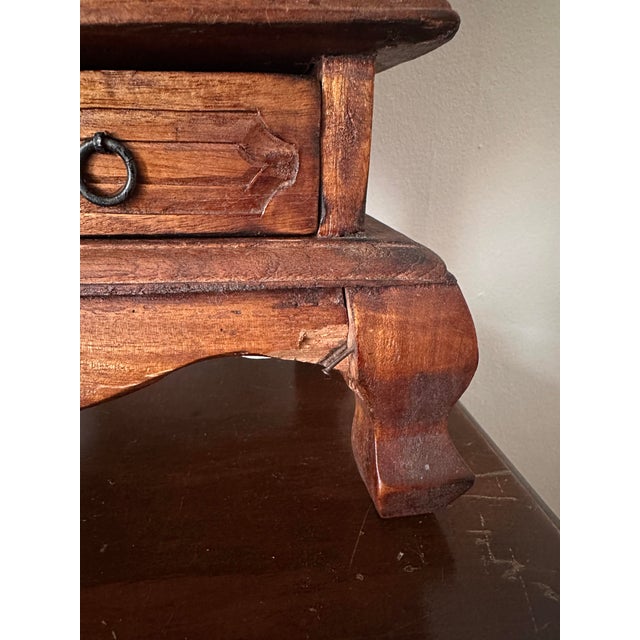 1940s Vintage Balinese Hand Carved Hardwood Jewelry Armoire Cabinet For Sale - Image 5 of 12