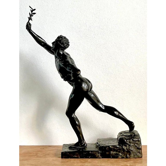 Vintage Max Kruse “Messenger of Victory” Bronze Sculpture of Man For Sale - Image 10 of 12