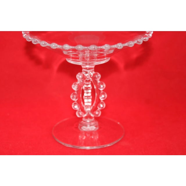 Transparent 1930s Imperial Glass Candlewick Pattern Clear Crystal Tri Stem Compote Serving Dish For Sale - Image 8 of 10