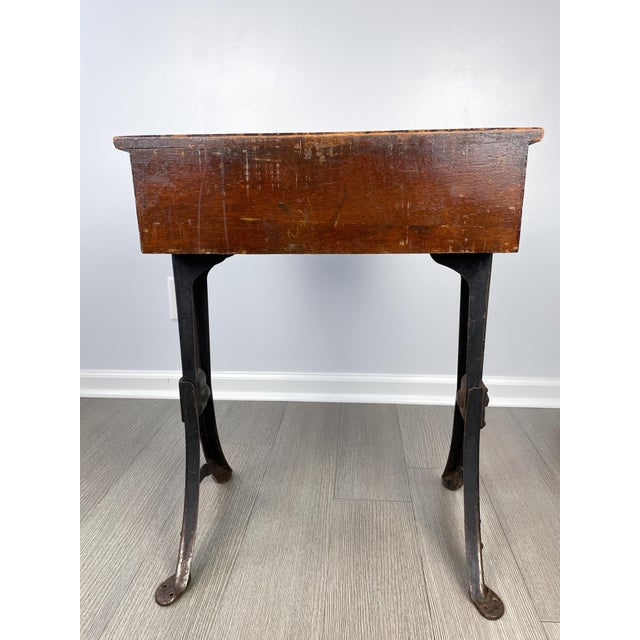 Vintage Heywood Wakefield Eclipse Wood & Cast Iron School Desk and