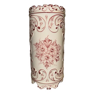 Late 20th Century RCCL Pottery Mediterranean Pink Ceramic Umbrella Stand For Sale