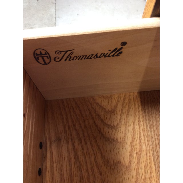 Vintage Oak Wall Unit With Brass Hardware by Thomasville For Sale - Image 17 of 18