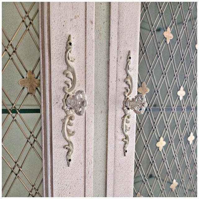 Rare Decorative John Widdicomb Cabinet With Hand-Painted Speckled Finish Palm Beach Regency / Gustavian Crossover For Sale - Image 10 of 16