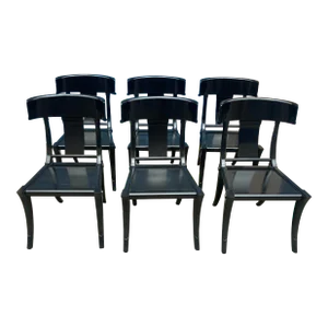 Klismos Style Dining Chairs in Black Finish- Set of 8